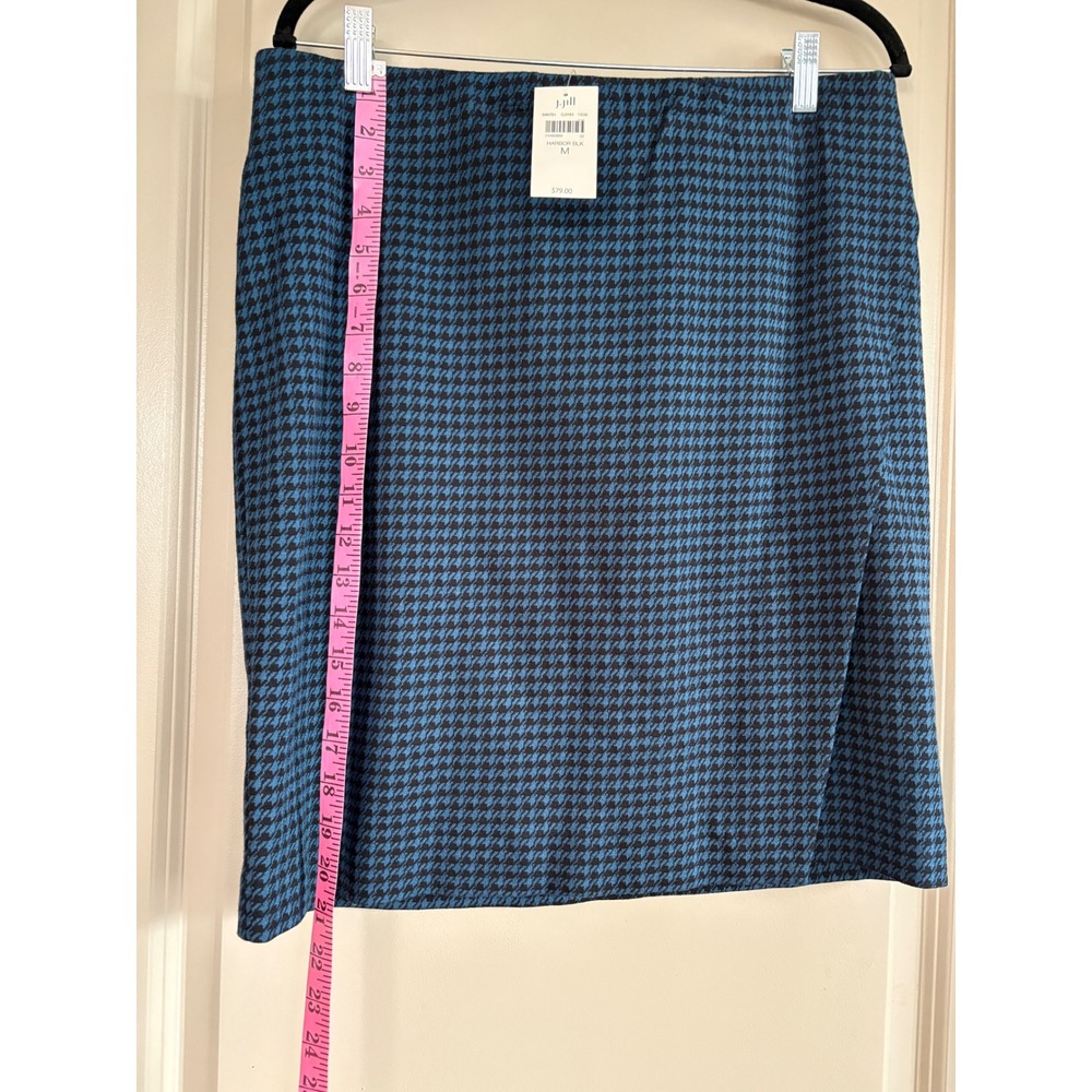 J.Jill Ponte Houndstooth Pencil Skirt M Blue Black NWT